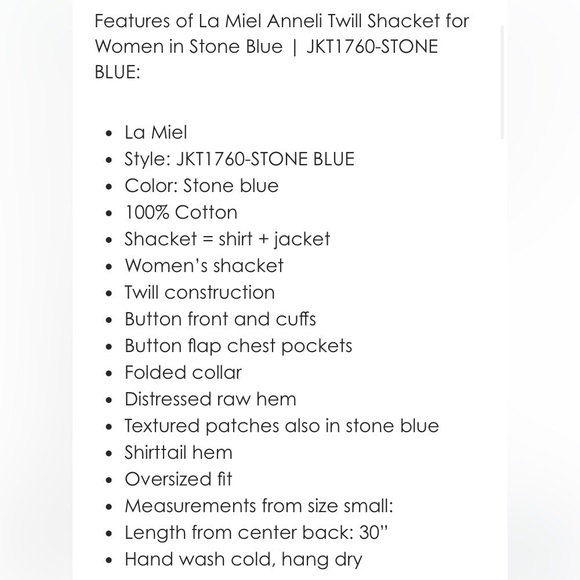 La Miel Anneli Twill Shacket in Stone Blue Color - Picture 11 of 16